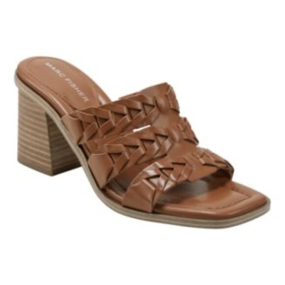 Women Marc Fisher sz 9 NWOT  Tan Strappy Open Toe Block Heel Sandals - Picture 1 of 8